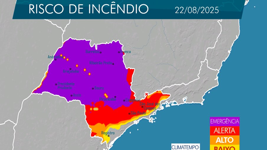 Previsão do Mapa de Fogo da Defesa Civil para sexta-feira (22)