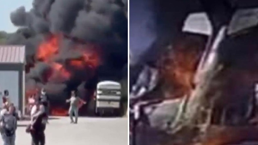 Avião cai no Texas, atinge caminhão e explode