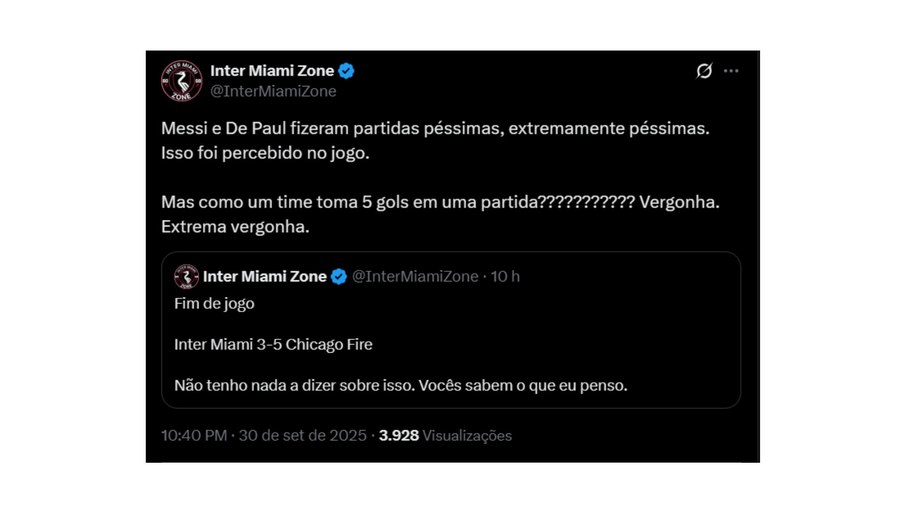 Fãs foram às redes sociais reclamar após a partida