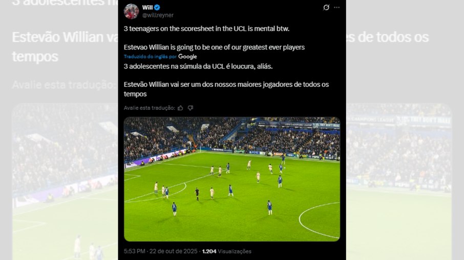 Estêvão cai nas graças da torcida do Chelsea após gol histórico Estêvão cai nas graças da torcida do Chelsea após gol histórico