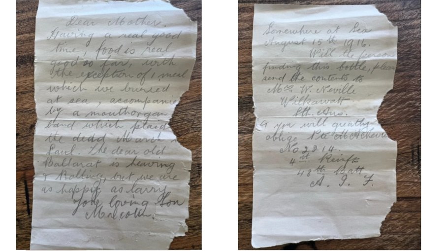 Garrafa com cartas da Primeira Guerra é achada após 108 anos