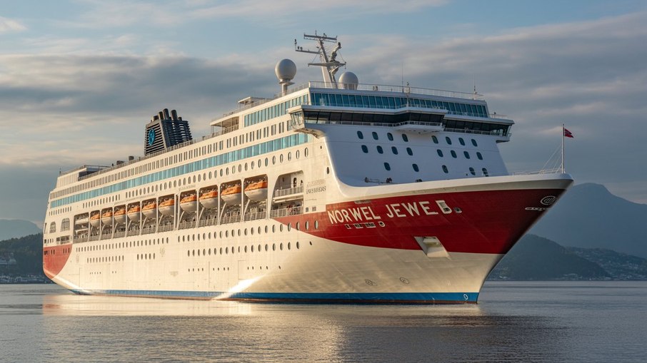 O cruzeiro Norwegian Jewel comporta cerca de 2.300 passageiros