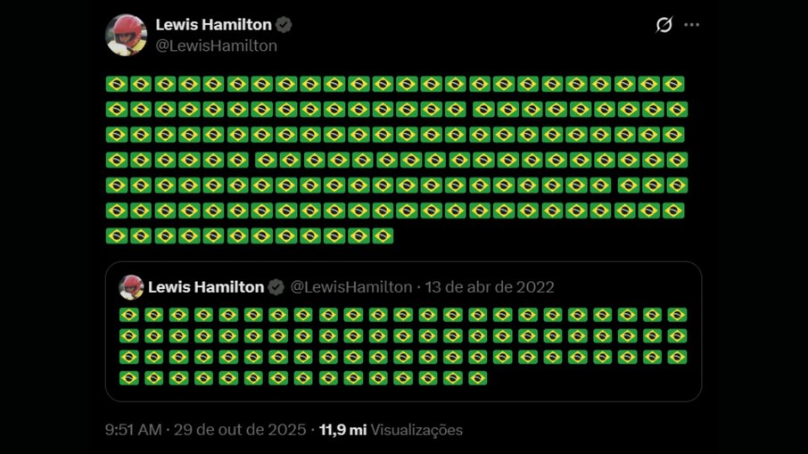 Post de Lewis Hamilton já ultrapassa a marca de 240 mil curtidas Post de Lewis Hamilton já ultrapassa a marca de 240 mil curtidas