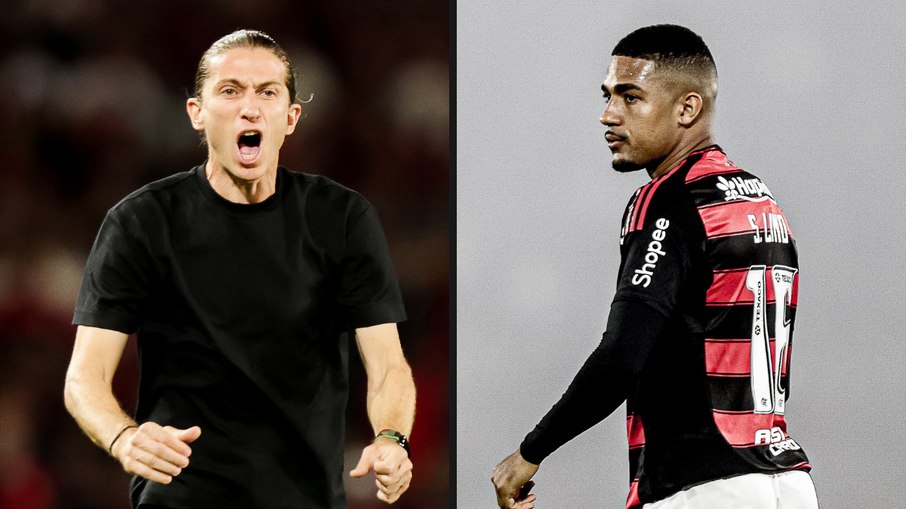 Filipe Luís e Samuel Lino durante empate contra o Cruzeiro no Maracanã