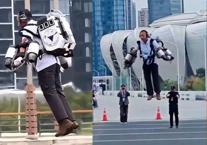 Divulgada a primeira mochila voadora chinesa, atinge 100 km/hora; assista Veja a primeira mochila voadora. Ela é chinesa e foi apresentada na Conferência Internacional sobre Robôs e Sistemas Inteligentes de 2025. - Foto: reprodução/CGNT