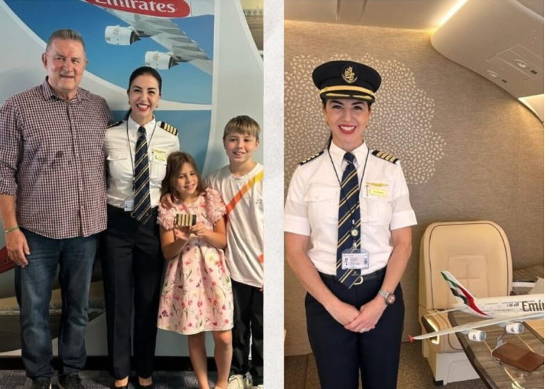 Piloto se torna a primeira comandante brasileira do maior avião do mundo A piloto brasileira Karina Buchalla conquistou um marco inédito e se tornou a primeira comandante do país a controlar um Airbus A380, o maior avião do mundo. - Foto: Instagram