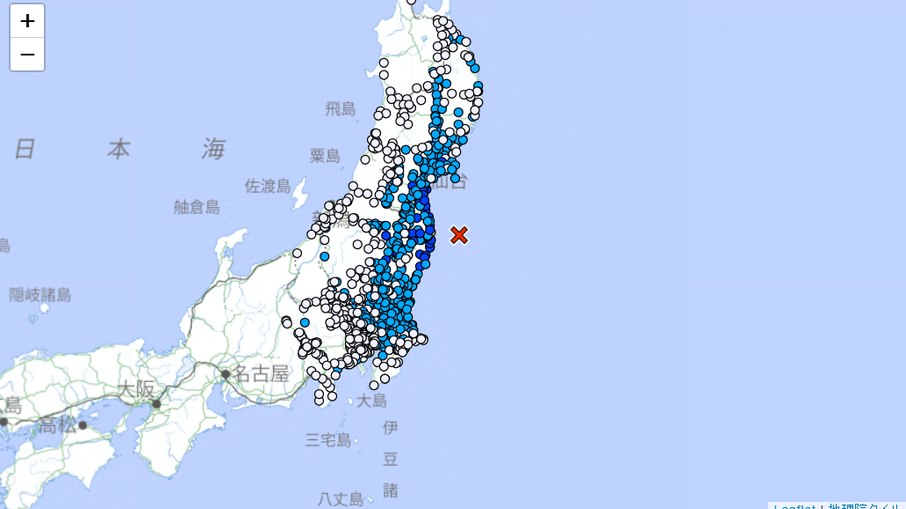 Registro do terremoto no Japão