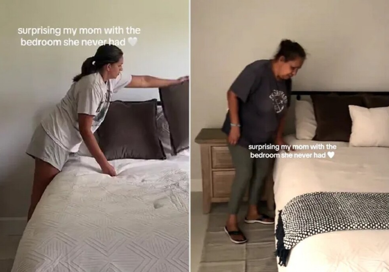 Filha se forma na faculdade e leva mãe para morar com ela; “nunca teve um quarto” A filha Ana Duarte se forma na faculdade na Flórida (EUA) e dá um quarto de presente para a mãe, que nunca teve um quarto só dela. - Foto: TikTok