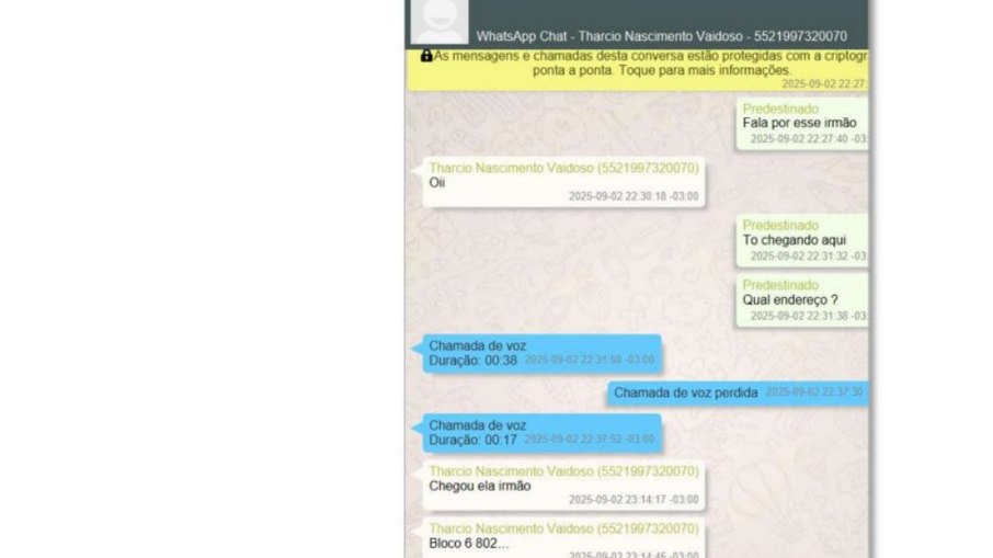 Mensagem indica o bloco e o apartamento para onde TH Joias teria se deslocado antes da prisão, segundo a PF.