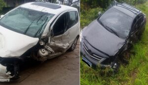 Homem e criança de 6 anos ficam feridos após carro capotar na RJ-138
