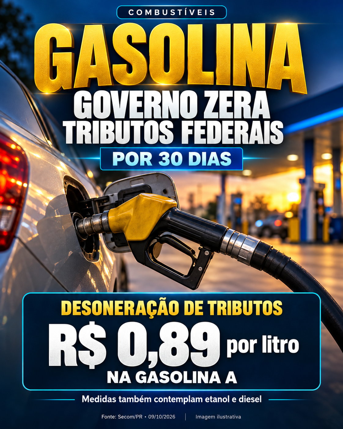 Governo Federal zera tributos sobre a gasolina e reforça subvenção a importadores de diesel