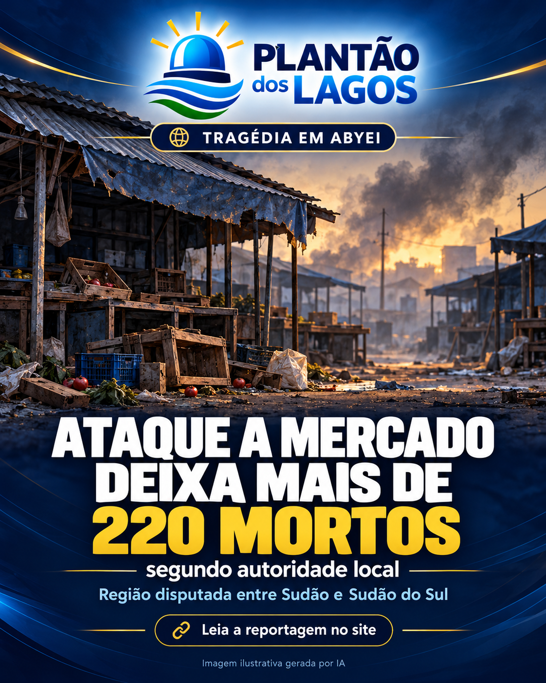 Ataque com drones a mercado em Abyei deixa mais de 220 mortos, diz autoridade local Ataque com drones a mercado em Abyei deixa mais de 220 mortos, diz autoridade local