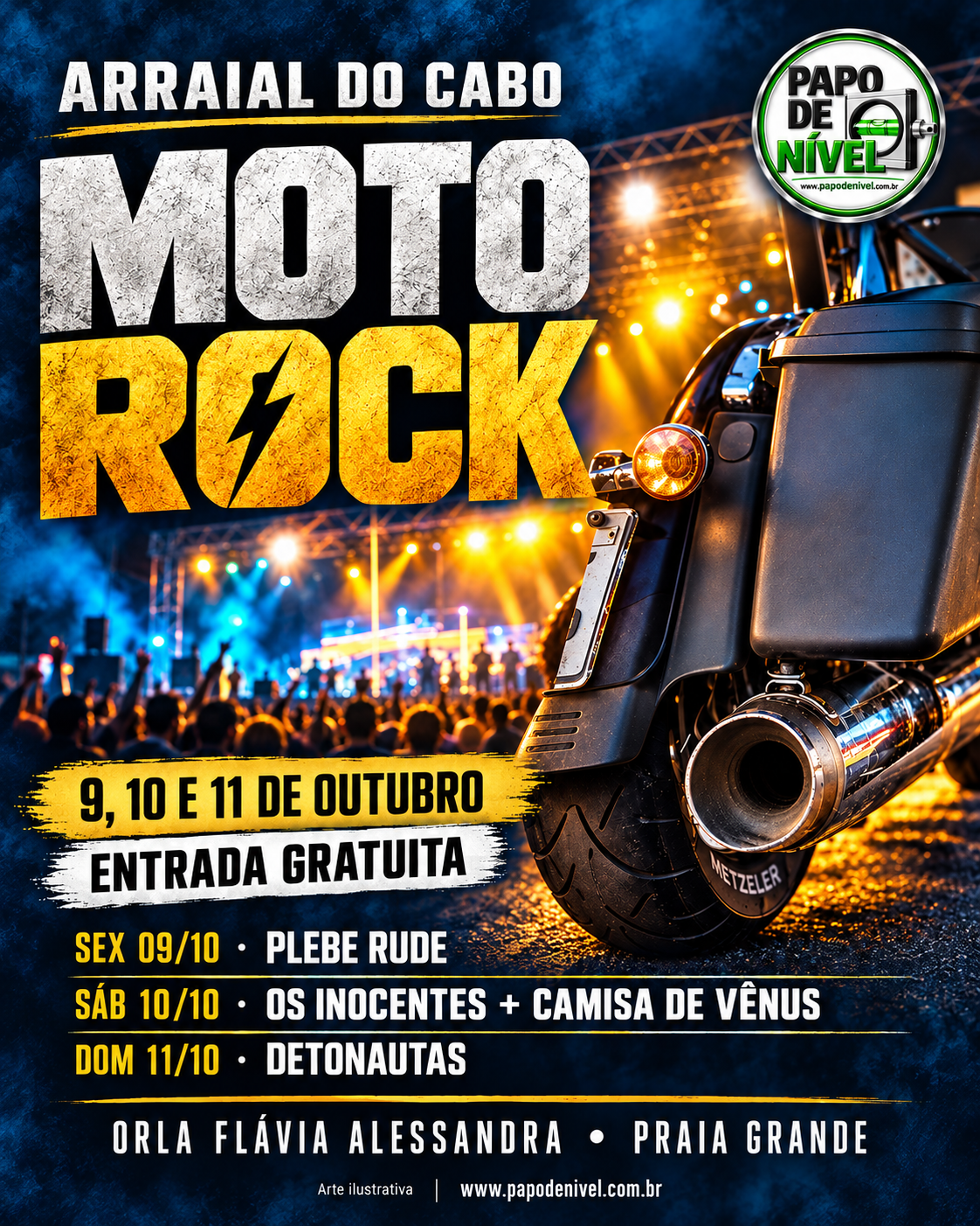 Moto Rock começa hoje em Arraial do Cabo com shows gratuitos de grandes nomes do rock