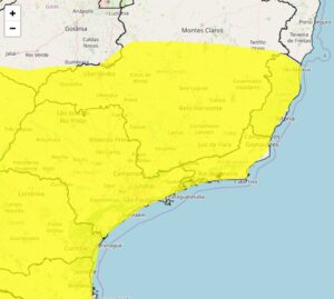 Inmet alerta para tempestade com risco de granizo e ventos de 60 km/h