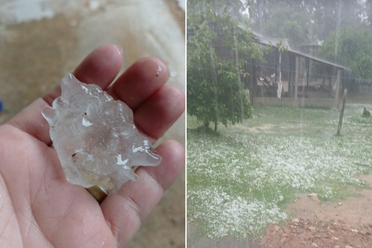 RJ: moradora registra grande pedra de granizo em temporal de 5 minutos